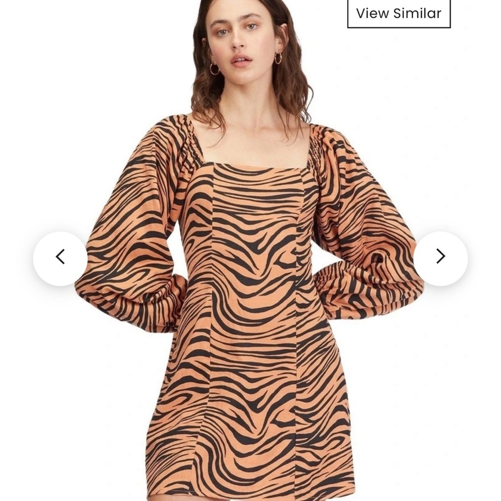 Billabong Tiger Print Puff Sleeve Mini Dress | Size M / 10 | NWT
